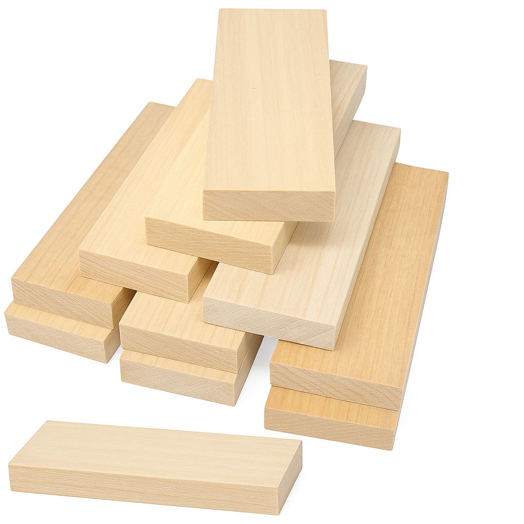 Wood Blocks for Crafts, Unfinished Wood Planks Rectangles for Crafting, Carving and DIY Hobby (5 7/8 x 2 x 3/4 inch)